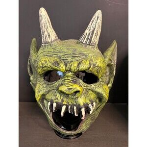 2006 Disguise Halloween Rubber Mask Green Devil Goblin Monster Creepy Costume